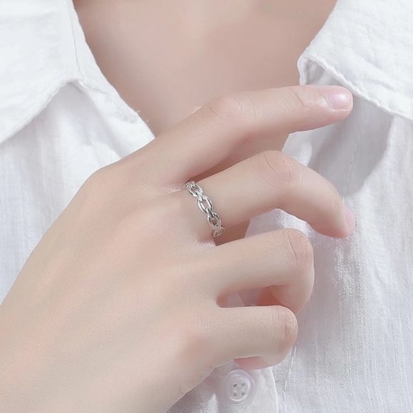 Sterling silver adjustable shank Chain link ring - Picture 11 of 12